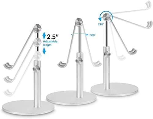 AICase Telescopic Adjustable iPad Holder,Universal Multi Angle Aluminum Stand Compatible with iPhone Smart Cell Phone/Tablet/iPad(4-13 inch), Silver - Image 3