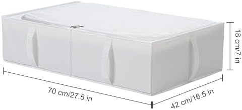 TYEERS Under Bed Storage Containers, Durable Fabric, Washable, Collapsible, Under Bed Storage Bins for Clothes, Blankets, Sheets, Shoes, 27.5x16.5x7 Inches, 2-Pack, White - Image 2