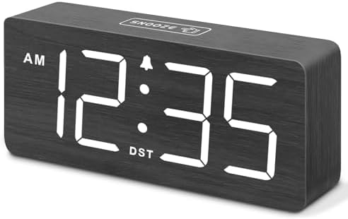 DreamSky Wooden Digital Alarm Clock for Bedroom with Large Numbers by DreamSky