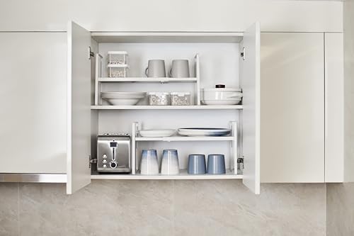 Nxconsu Cabinet Shelf Riser, Adjustable Cabinet Organizer, 12" Deep White - Image 2