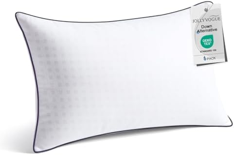 JOLLYVOGUE King Size Bed Pillow 1-Pack, Single Pillow for Sleeping, Breathable and Supportive with Down Alternative Fill, Hotel Collection Pillow for Side, Back, and Stomach Sleepers by JOLLYVOGUE