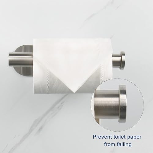 No Drill Self Adhesive Toilet Paper Holder wall Mount Towel Rack Silver - Image 7