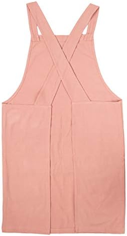 ELEZAY Aprons for Women with Pockets Plus Size Comfort Cross Back No Tie Cotton Linen Apron Pinafore - Image 2