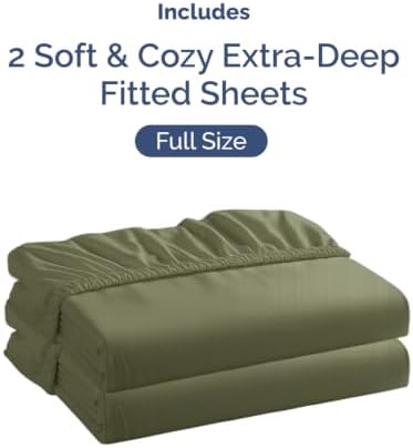 CGK Linens 2 Pack Extra Deep Full Fitted Sheets - Sage Green - Image 4