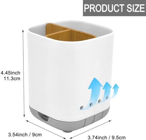 Toothbrush Holder with Bamboo Divider,Detachable for Easy Cleaning Bathroom Countertop Organizer,Plastic 3 Slots Electric Toothbrush and Toothpaste Holders Storage Caddy for Bathroom Vanity,Sink(Grey) - Image 6