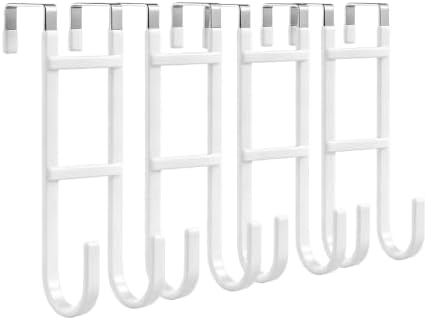 Over the Door Hooks, 4-Pack Scratch-Resistant Over the Door Hanger with Rubber for Hanging Towels, bags, Coats and Keys, Suitable for Most interior doors such as in bathroom, bedroom, and kitchen by WLCSNG