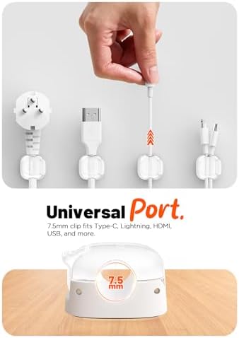 Cable Clips,8 Pack Cord Holder Cord Organizer [1s Lock & Strongest Adhesive] Spring Cord Clips Phone Charger Wire Desk Cable Management Nightstand Home Office School Decor Women Desk Accessories White - Image 4