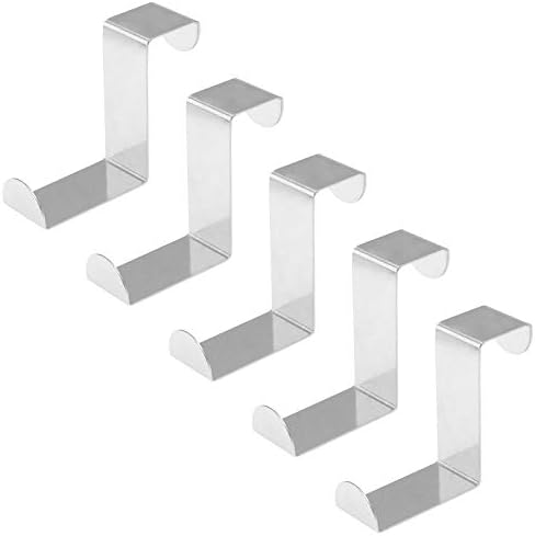5 Pcs Z-Shaped Over The Door Hooks Fits 2" and 1" (Silver) by Kyuionty