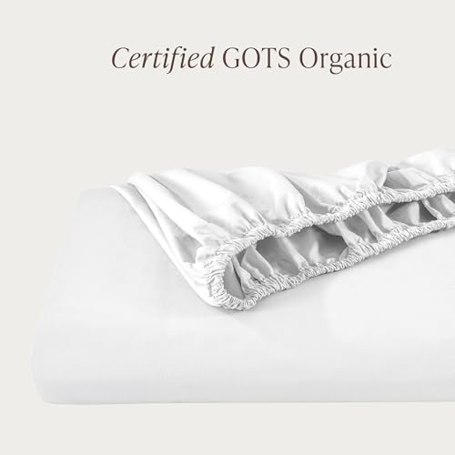 Bare Home 100% Organic Cotton Percale Fitted Sheet (Twin XL, White) - Image 2