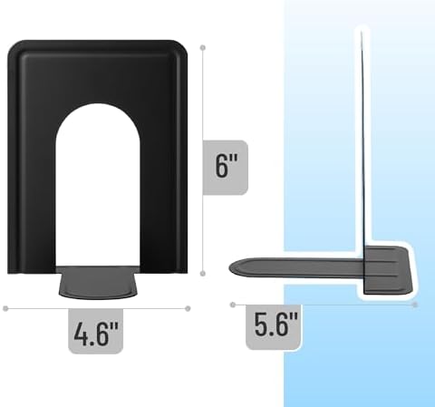 Mr. Pen- Book Ends, Black, 6 Pack, Heavy Duty Metal Bookends for Shelves - Image 3