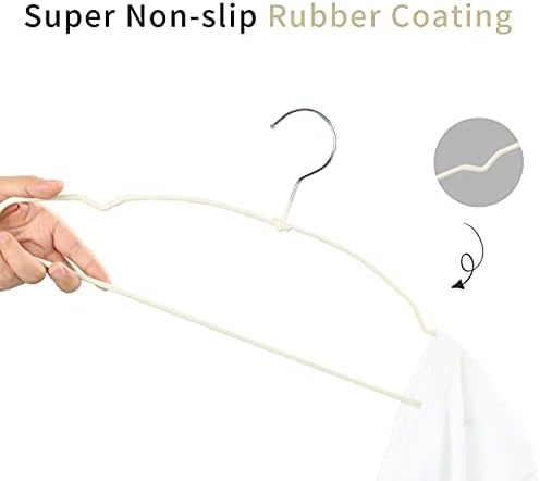 TOPIA HANGER Metal Hangers 20 Pack, Adult Clothes Hangers Space Saving & Non Slip Rubber Coated, Heavy Duty Wire Hanger for Coat,Shirt,Strap Dress,Ivory-CT12I - Image 5