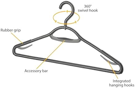 Whitmor Slim Sure-Grip Hangers with Swivel Hook - White and Gray - Set of 20 - Image 2