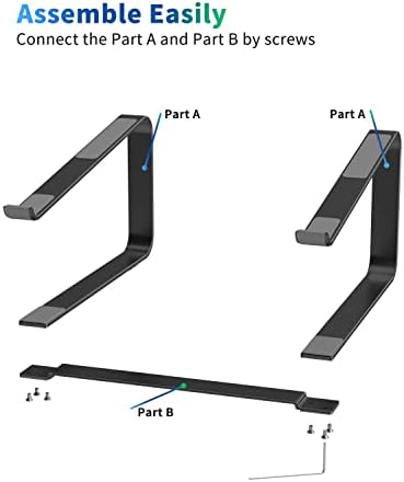 SOUNDANCE Laptop Stand for Desk, Metal Riser, Fits 12-17.3 Inch, Black - Image 4