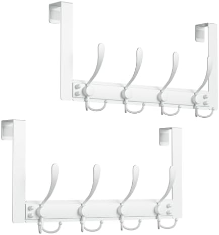 Heavy Duty Over The Door Hooks Rustproof - 25lb Over The Door Towel Rack for Bathroom, Over The Door Hanger, Door Towel Hanger, Over The Door Towel Hook, Coat Rack (2Pack, White) by WLCSNG