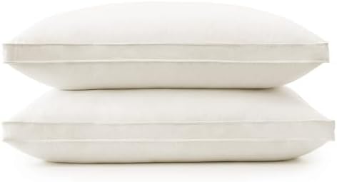 puredown® Gusseted Goose Feather Down Pillows, 100% Organic Cotton Cover, Luxury Hotel Collection Bed Pillows for Sleeping Set of 2, Standard Size by Puredown