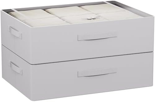 CYhom Under Bed Storage Bins Frame Storage Box Oxford Fabric Sturdy Underbed Container Foldable Stackable Large Capacity Clothes Organizer by CYhom