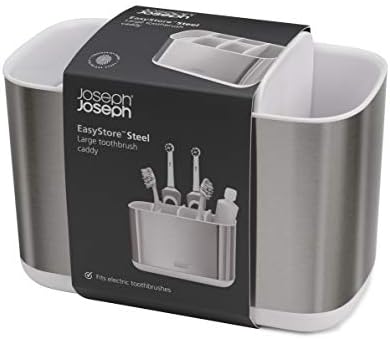 Joseph Joseph EasyStore Stainless-Steel Toothbrush Holder Bathroom Storage Organizer Caddy, Large - Image 3