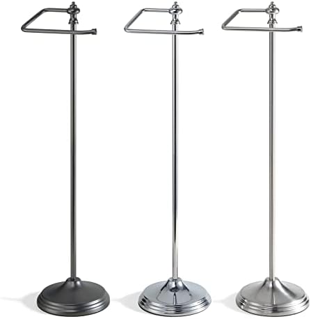 SunnyPoint Bathroom Free Standing Toilet Tissue Paper Roll Holder Stand with Reserve Function, Chrome Finish - Image 7