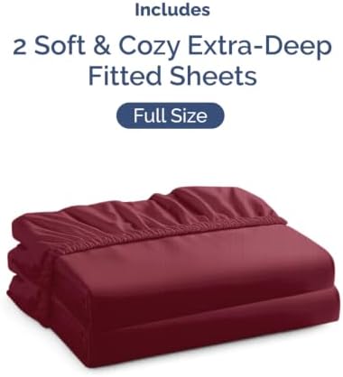 CGK Linens 2 Pack Extra Deep Full Fitted Sheets - Burgundy - Image 4