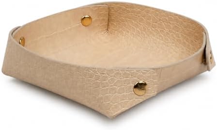 Large Faux Leather Catchall Valet Tray, Beige Croc by Lartvivr%C3%A9