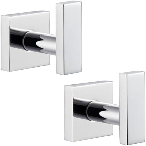 Angle Simple Towel Hooks for Bathroom, Polished Chrome, 2 Pack by AngleSimple