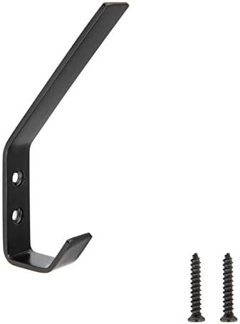Amazon Basics Wall Mounted Modern Metal Drywall Coat Hooks - Flat Black, 5-Pack by AmazonBasics