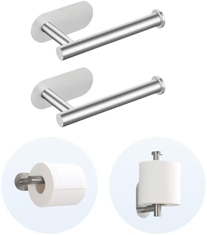 No Drill Self Adhesive Toilet Paper Holder wall Mount Towel Rack Silver by Unknown