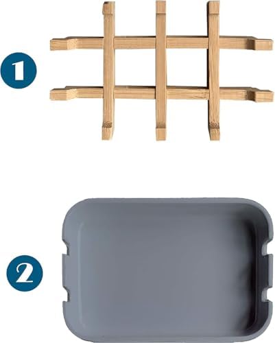 Aoheuo Modern Bamboo Fiber soap Holder and soap Dish Combination (Removable),5.12 Long by 3 Wide, 0.98 inches high, Used in Kitchens, bathrooms, and bar Sinks (Gray(2 Pack)) - Image 5
