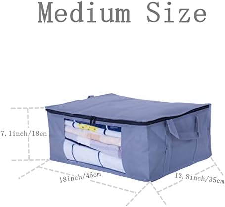 Zippered Clothes Storage Bags with Plastic Clear Window and Sturdy Handles Great for seasonal storage, Bedding, Blankets,Foldable with Sturdy Zipper, 2 Pack, Grey (Medium, Grey-2Pack) - Image 2