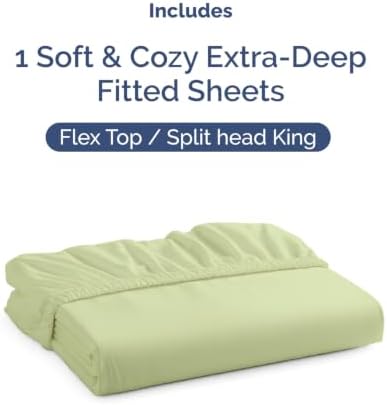 CGK Extra Deep Flex Top Split Head King Fitted Sheet - Light Sage Green - Image 4