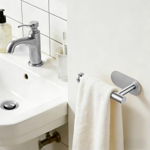 No Drill Self Adhesive Toilet Paper Holder wall Mount Towel Rack Silver - Image 4