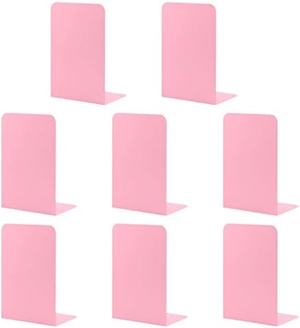 MSDADA Bookends, Book Ends for Book Shelves, Book Ends for Heavy Books,Metal Bookend Supports, Modern Minimalist Style Bookend, Pink(4Pairs) by ColoryourlifewithMSDADA