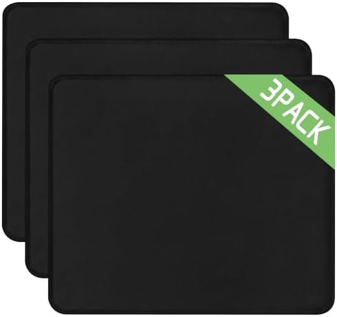 3 Pack Mouse Pad, Stitched Edges and Non-Slip Rubber Base, Black by Jofuler-USDirect