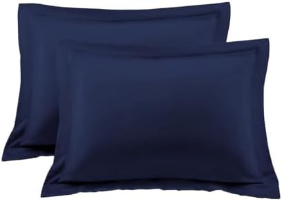 Queen Pillow Shams 20x30 Set of 2 Navy Blue 600 TC 100% Egyptian Cotton by beddingstar