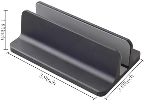 Vertical Laptop Stand Holder, Desktop Aluminum Stand for MacBook with Adjustable Dock Size, Fits All MacBook, Surface, Chromebook and Gaming Laptops (Up to 17.3 inches), Black - Image 2