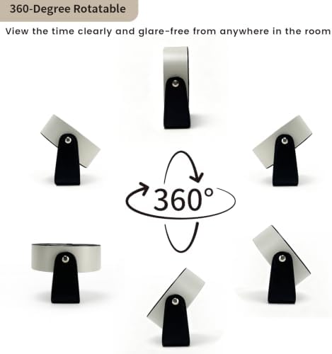 Analog Alarm Clock - 4.5" Silent Non Ticking Small Clock with Light, Rotatable Stand Metal Desk Clock Battery Operated, Simple Design for Living Room Decor/ Bedroom/Bedside/Shelf (Black & White) - Image 3