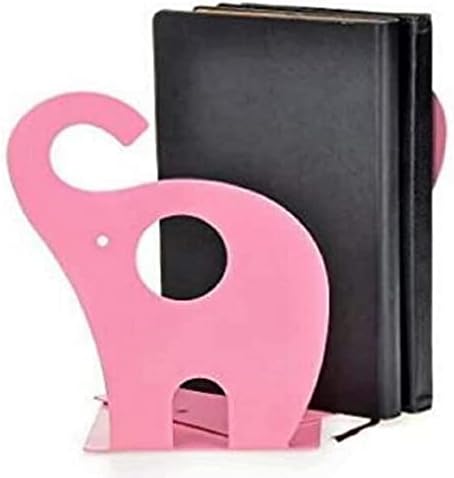 one Pair Cute Cartoon Elephant Nonskid Bookends Art Bookend Metal Bookends (Pink) - Image 3