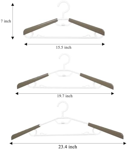 6-Pack Heavy Duty Plastic Extra-Wide Arm 15"-23" Suits Clothes Hangers with Swivel Hooks,Perfect for Coat,Jacket,Dress,Shirt,Trousers or Closet Space Saving,Grey&White - Image 2