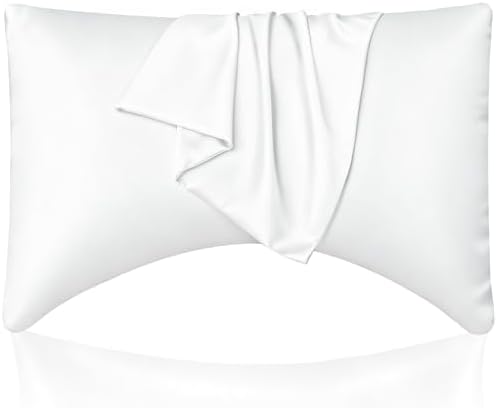 Cooling Curved Queen Pillow Case for Sider Sleeper Breathable Cool Silky Soft Pillow Cover with Zipper for Hot Sleepers,Hair and Skin Friendly,White,1 Pack,20x30IN by WishSmile