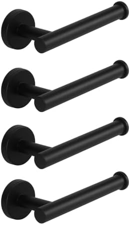 NearMoon Bathroom Toilet Paper Holder, Premium SUS304 Stainless Steel Rustproof Wall Mounted Toilet Roll Holder for Bathroom, Kitchen (4 Pack, Matte Black) by NearMoon