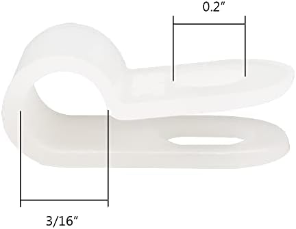 Cable Clamp R-Type Cable Clip Wire Clamp 3/16" Nylon Screw Mounting Cord Fastener Clips with Screws for Wire Management - White - 50 Pcs - Image 3