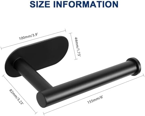 NearMoon Toilet Paper Holder Self Adhesive, Premium Thicken SUS304 Stainless Steel Rustproof Adhesive Toilet Roll Holder no Drilling for Bathroom, Kitchen, Washroom (3 Pack, Matte Black) - Image 3