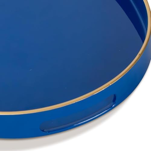 MAONAME Blue Decorative Tray, Oval Plastic Serving Tray with Handles - Image 5