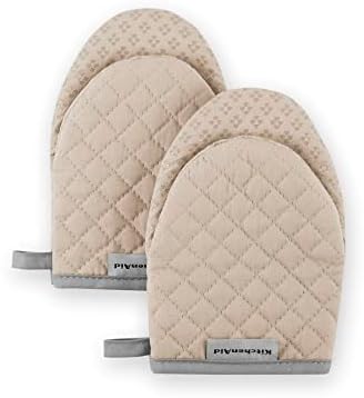KitchenAid Asteroid Mini Oven Mitt Set, 5.5"x8", Milkshake Tan, 2 Piece by Unknown