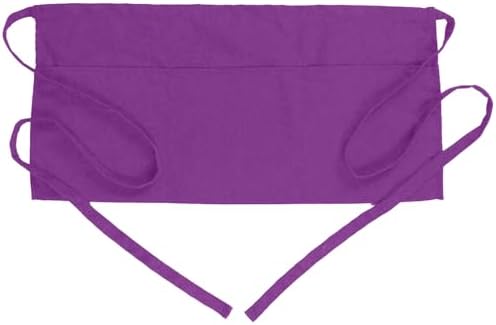BOHARERS Waist Purple Apron with 3 Pockets - Black Waitress Server Short Apron by BOHARERS