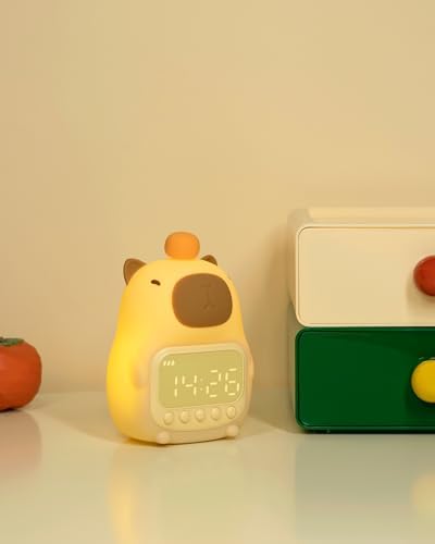 Capybara Alarm Clock for Kids, Cute Kid Night Light Toddler Alarm Clocks by Aokpsrt