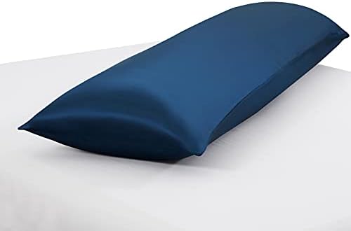 Ersmak Satin Body Pillow Cover, 20x54 Inches Navy Blue Ultra Soft Satin Body Pillow Case for Hair and Skin, Silky Slip Cooling Long Side Pillowcase with Envelope Closure - Image 5