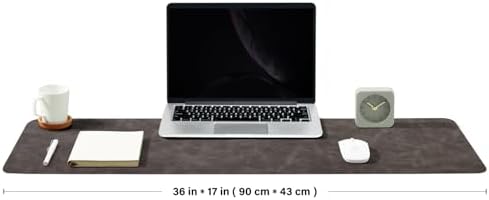 Distressed Leather Desk Mat - Non-Slip PU Desk Pad for Office and Home - Desk Organization and Accessories - Ideal for Large Mouse Pad and Desk Mats on Top of Desks(Slate Gray,36"x 17") - Image 2