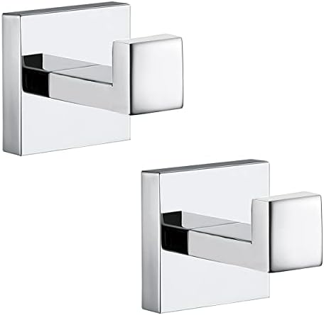 Towel Hooks for Bathrooms, Polished Chrome Towel Hook for Kitchen Bathroom, SUS304 Stainless Steel Coat Hook, Heavy Duty Towels Holder Hooks for Hanging, 2 Pack by Delarkusi