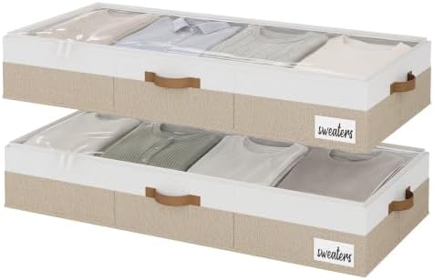 StorageWorks 7 Inch Low Profile Under Bed Storage Containers with Clear Lid by StorageWorks